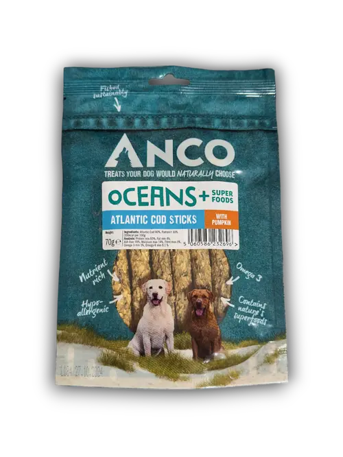 Anco Oceans+ Atlantic Cod Stick with Pumpkin 70g The Groomers Tuck Shop