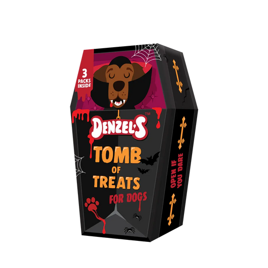 Denzel's Halloween Tomb of Treats Dog Treats Gift Box The Groomers Tuck Shop